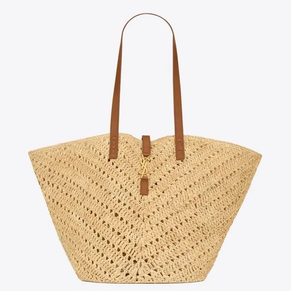 Saint Laurent Bag Panier Medium Raffia Vegetable-tanned Leather - Picture 6 of 7